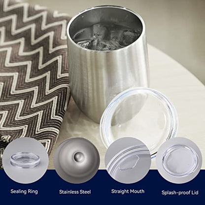 DOMICARE Stainless Steel Wine Tumbler Bulk with Lid, Personalized Insulated Tumblers Set, 12oz Travel Coffee Cups Pack of 1, Stainless steel - color: Stainless Steel, size: 1 Count (Pack of 1)