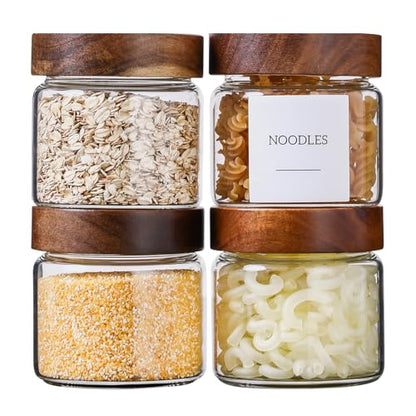 15 Oz Mason Glass Jars with Screw Top Lids 4 Pack | 3.44 MM Thick Glass Containers for Kitchen Storage with Screw Top LIds