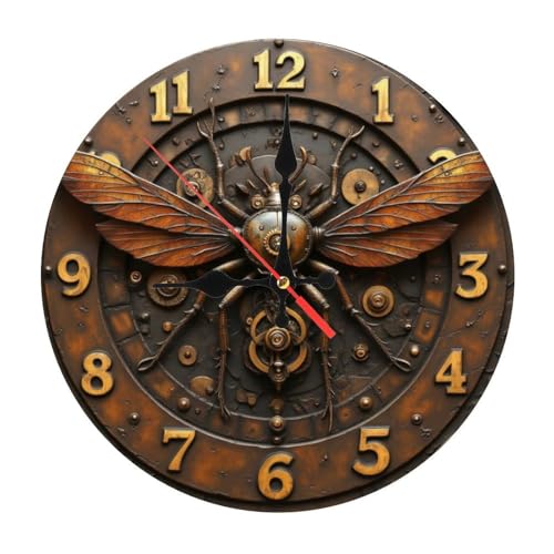 Steampunk Bee Clock10-Inch Wooden Wall Clock, Silent Movement, Artistic Home Decor - color: Bee, size: 10x10inch(25x25cm)