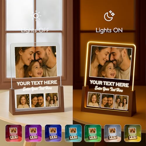LOUISMIAA Customized Picture Frames with Night Light,Decorative Plaque Anniversary Birthday Mother’s Day Father’s Day Valentine’s Personalized Gifts Same Day Shipping - color: Style 01