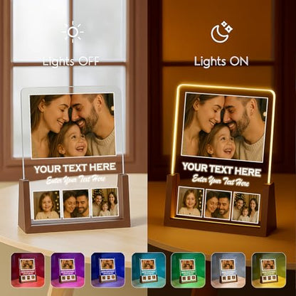 LOUISMIAA Customized Picture Frames with Night Light,Decorative Plaque Anniversary Birthday Mother’s Day Father’s Day Valentine’s Personalized Gifts Same Day Shipping - color: Style 01