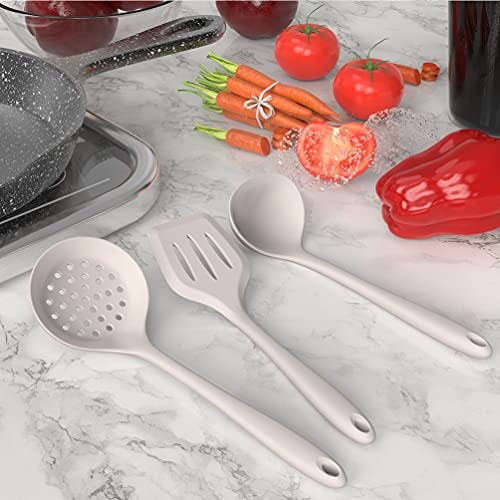 AOTHOD Silicone Cooking Utensils Set - 446°F Heat Resistant Kitchen Utensils,Turner Tongs,Spatula,Spoon,Brush,Whisk,Kitchen Utensil Gadgets Tools Set for Nonstick Cookware,Dishwasher Safe (BPA Free) - color: Khaki