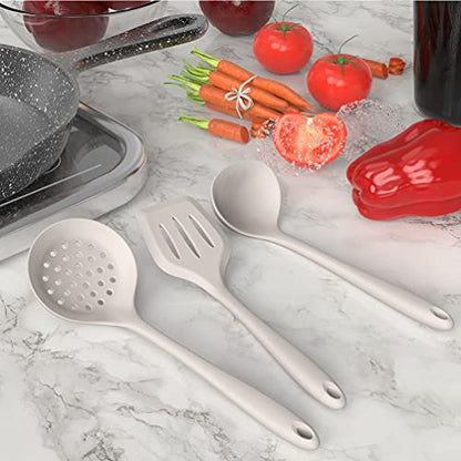 AOTHOD Silicone Cooking Utensils Set - 446°F Heat Resistant Kitchen Utensils,Turner Tongs,Spatula,Spoon,Brush,Whisk,Kitchen Utensil Gadgets Tools Set for Nonstick Cookware,Dishwasher Safe (BPA Free) - color: Khaki