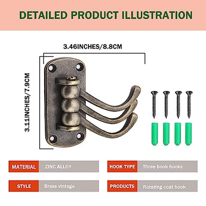 Retro Swivel Wall Hooks - 2PCS Coat Rack for Bedroom, Bathroom, Kitchen, Garage - style: Retro square shape
