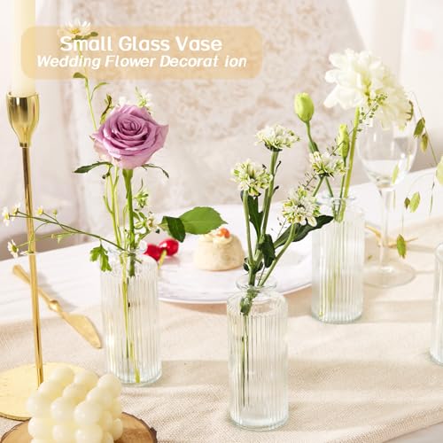 12PCS Mini Bud Vases As Vertical Wedding Centerpieces for Tables,Clear Bud Vases for Flowers,Small Flower Vases Suitable for Birthday Party,Anniversary,Wedding,Baby Shower (Clear-5.2in) - color: 12pcs