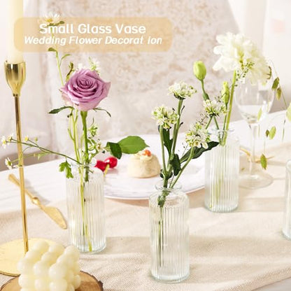 6PCS Mini Bud Vases As Vertical Wedding Centerpieces for Tables,Clear Bud Vases for Flowers,Small Flower Vases Suitable for Birthday Party,Anniversary,Wedding,Baby Shower (Clear-5.2in) - color: 6pcs