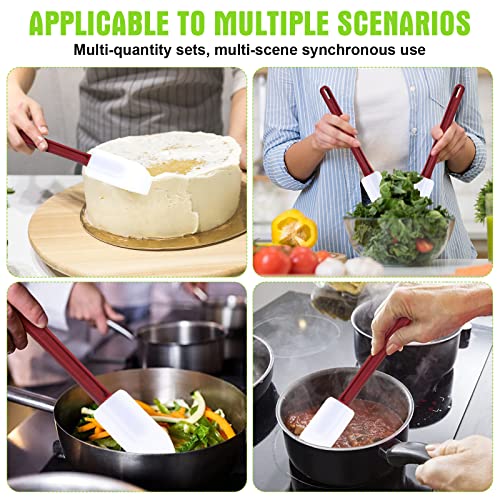 Meekoo 5 Pcs 10 Inch Rubber Spatula 500℉ High Heat Resistant Spatulas | Silicone Spatulas，for Baking Kitchen Cooking，Commercial Food Bpa Free Grade Non Stick Dishwasher Safe, Brown Red - color: Brown Red, size: 10 Inch