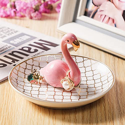 PUDDING CABIN Flamingo Gifts for Women Ring Holder for Jewelry, Pink Decor Flamingo Gift for Women Girls Friend Her Mom Mothers Day Birthday Christmas Thanksgiving Valentines - style: Flamingo