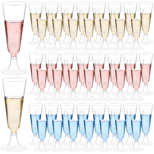 GuanQiao Plastic Champagne Flutes 100 Pack, 5.5 Oz Clear Disposable Plastic Champagne Glasses, Wine Glasses Cups for Wedding Celebration Birthday Party Wine Tasting New Years Eve Party Supplies - color: Clear, size: 100-Pack