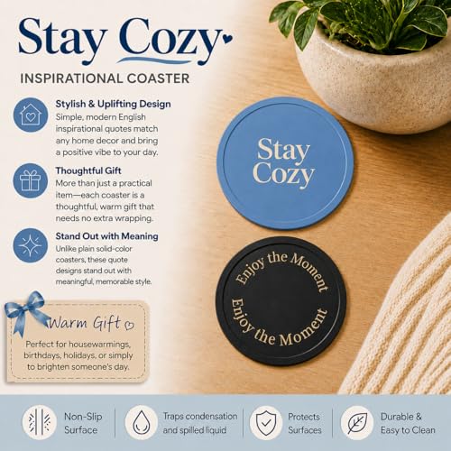 Silicone Coasters Set of 6, Premium Drink Coaster with Holder, Non-Slip, Non-Stick, Dishwasher Safe, Perfect for Hot and Cold Drinks, Protect Your Desks and Tables(3 Morandi Blue + 3 Black) - color: 3 Morandi Blue + 3 Black