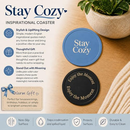 Silicone Coasters Set of 6, Premium Drink Coaster with Holder, Non-Slip, Non-Stick, Dishwasher Safe, Perfect for Hot and Cold Drinks, Protect Your Desks and Tables(3 Morandi Blue + 3 Black) - color: 3 Morandi Blue + 3 Black