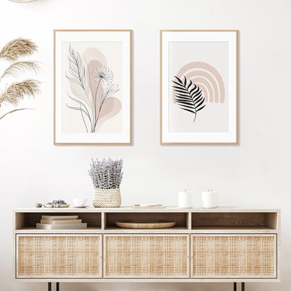 24x36 Poster Frame Set of 2 Natural Solid Oak Photo Frames with 20x30 Removable Mat Wall Hanging Large Handcrafted Frame with HD Plexiglass Wall and Tabletop Display Large Picture Frame - color: Oak, size: 24X36,2P