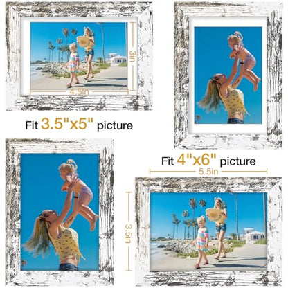 Vittanly 4x6 Picture Frames Set of 12, Wall & Tabletop, Distressed White | Display Pictures 3.5x5 with Mat or 4x6 without Mat, Small Photo Frames, Engineered Wood with Shatter Resistant Plexiglass - color: Distressed White, size: 4x6