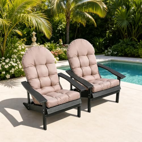 Yddsky Adirondack Chair Cushion, Rocking Cushions 44x19.4x4 inch, High Back Patio Recliner Cushion of Upper and Lower with Ties, Sunscreen and Fade-Resistant Khaki,2 - color: Khaki