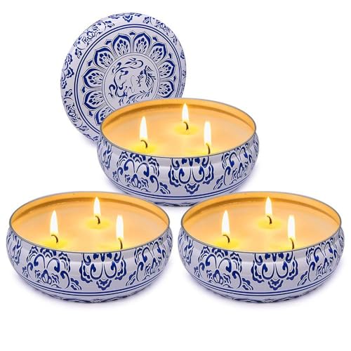 3 Packs Citronella Candle Outdoor, Large 3-Wick 13.5oz Lemongrass Scented Natural Soy Wax Long Burning Candles for Outside Patio Porch - size: 3 Packs 13.5oz