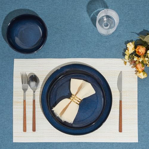 Ceramic Dinnerware Sets for 4, 12pcs Plates and Bowls Sets Dish Set | Stoneware Dishware sets, Microwave & Dishwasher Safe, Cereal Bowls and Dinner Plates Set, Stackable Dishes Set, Starry Blue - color: Starry Blue, size: Set (12pcs)