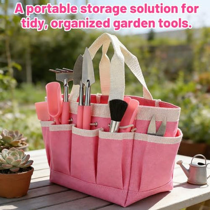 ANPHSIN 44pcs Small Gardening Tools Gifts for Women Beginners, Pink | Garden Hand Tools Set for Indoor Succulent, Bonsai, Plants Transplanting, Included Bag/Repotting Mat/Shovel/Labels - color: Pink