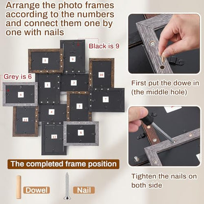 Marsui 12 Pack 4x6 Collage Picture Frames Set, Multi Family Photo Frames for Wall Decor for Farmhouse Living Room Gallery Office Hanging Display, Housewarming Birthday Wedding Valentine's Day Gifts