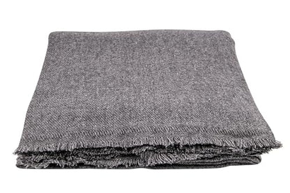 Cashmere Blanket – Hand Woven 100% Pure Wool Throw Blanket, 135 x 270 cm – Plain Cozy, and Soft Blanket for Bed, Sofa, or Couch - Made in Nepal - color: Dark Grey
