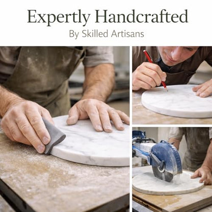 8-Inch Round Marble Cheese Board with Non-Slip Feet | Natural Marble Construction, Unique Veining, 8-Inch Size, 0.5 Inch Thick, Non-Slip Feet, Scratch Protection - color: White, size: 8"L x 8"W