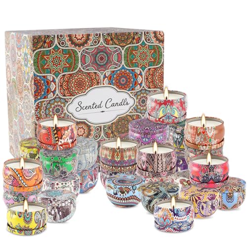 Scented Candle Gifts Set 36 Pack Soy Wax Travel Tin Jar Candles for Home 2.5 OZ Scented Candles for Mom for Christmas, Birthday, Thanksgiving, Mother's Day. - color: 36Brown-Classical style