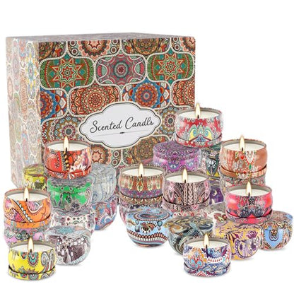 Scented Candle Gifts Set 36 Pack Soy Wax Travel Tin Jar Candles for Home 2.5 OZ Scented Candles for Mom for Christmas, Birthday, Thanksgiving, Mother's Day. - color: 36Brown-Classical style