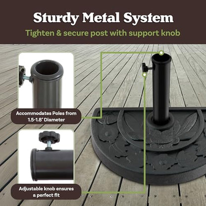 Half Round Umbrella Base - 20lb Weighted Semicircle Freestanding Resin and Concrete Umbrella Stand for Outdoor Use by Pure Garden (Black)
