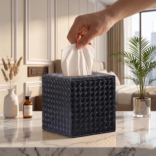 Black Tissue Box Cover, Square, Tissue Box Holders for Bathroom Accessories - color: Black, size: Square