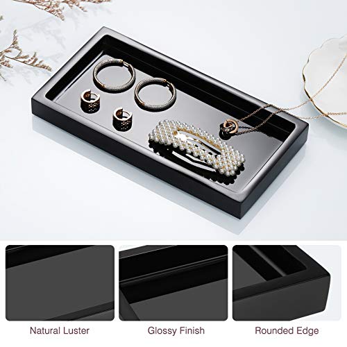 Emibele Bathroom Vanity Tray Countertop, 8" Rectangular Marble Resin Tray | Dresser Kitchen Sink Tray, for Jewelry Cosmetic Perfume Soap Candle, Compact Lightweight Waterproof, Mini Size, Black - color: Black, size: 7.7" x 3.9" x 0.8"