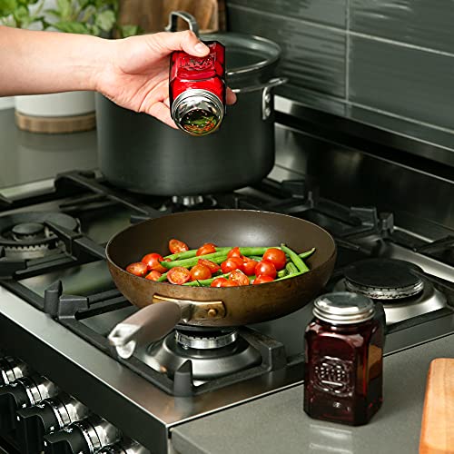 RSVP International Jumbo Retro Glass Salt & Pepper Shaker, Screw On Stainless Steel Lid, Each Shaker Holds 8 Ounces, Red, 2.25x2.25x4.3, 2 Piece - color: Red, size: 2.25x2.25x4.7