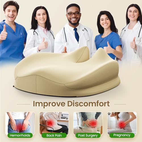 Benazcap Large Seat Cushion for Office Chair, Beige | Memory Foam - color: Yellow