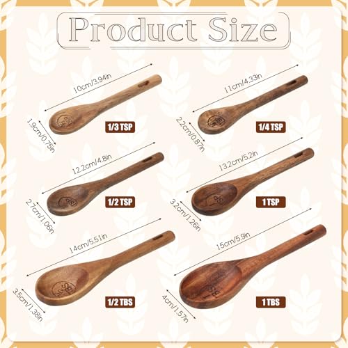 10-Piece Wooden Measuring Cups and Spoons Set, Handcrafted Acacia Wooden Measuring Cups - Solid Acacia Wood, Laser Engraved, Wood Rustic Kitchen Accessories for Baking, Cooking