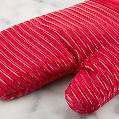 KITCHENAID Quilted Cotton Terry Cloth Oven Mitt, Pot Holder, Kitchen Towel 4-Pack Set, Heat Resistant, Silicone Grip, Gift Set, Passion Red, 16"x26", 7"x13" & 7"x10" - color: Passion Red
