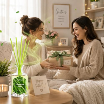 STRN Lemongrass Reed Diffusers, Summer Citronella Reed Diffuser Set, 200ML | Refreshing Scent Diffuser for Indoor & Outdoor, Bathroom, Bedroom, Office