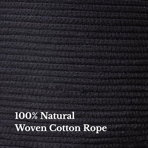 Extra Large Nursery Storage Basket, 22 x 22 x 14 inches - 100% Cotton Rope Baskets with Handles, Blanket Basket for Toys, Blankets & Pillows - Inner Black - color: Pure Black