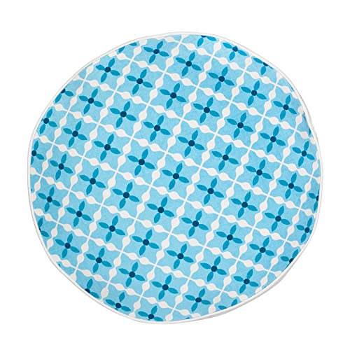 Greendale Home Fashions Turquoise Quatrefoil 15-inch Round Cotton Canvas Throw Pillow, 15"x15" - color: Turquoise Quatrefoil