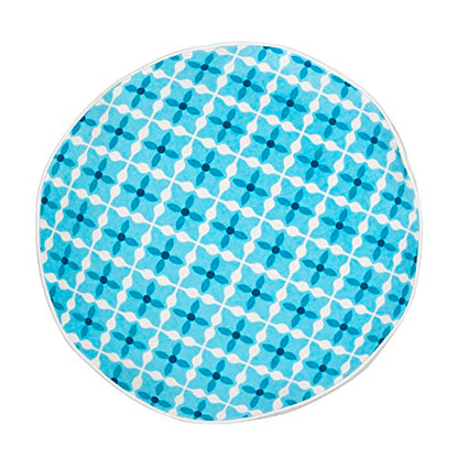 Greendale Home Fashions Turquoise Quatrefoil 15-inch Round Cotton Canvas Throw Pillow, 15"x15" - color: Turquoise Quatrefoil