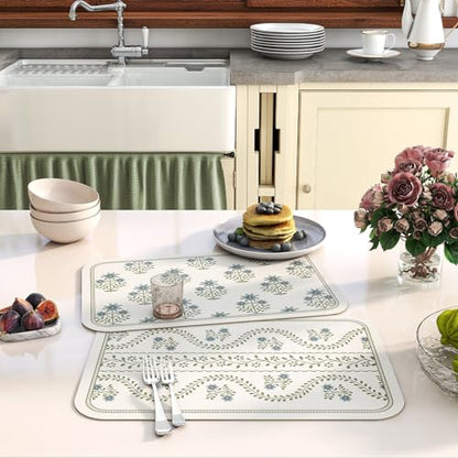 Vinyl Waterproof Placemats Set of 6 Rectangular,12"*17"-Mosella B | Wipeable Beautiful Print Place Mats,Stain Resistant,Heat Resistant,Everyday Meals,Kitchen,Dinning,Holiday,Decor - color: Mosella B