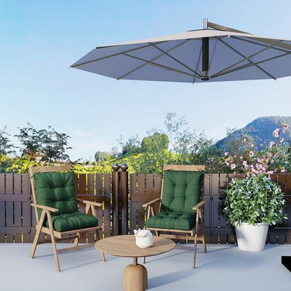 Outdoor Chair Cushions 42x21x4 Inch Set of 2, Dark Green | Patio Cushions for Dining Rocking Chairs, High Back Soft Seat Pad with Ties, Waterproof Fade Resistant, Indoor Outside Use - color: Dark Green