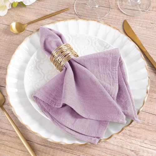MLMW Lavender Purple Cloth Napkins Set of 6 Linen Dinner Lilac Cotton Napkins Cloth Bulk Washable 16"×16" for Wedding Party Baby Bridal Shower Birthday Table Decor - color: Lavender Purple, size: 16" x 16" (Set of 6)
