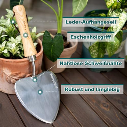 Berry&Bird Perennial Trowel, Oversized Garden Potting Trowels with Sharp Blade Wood Hand Shovel, Stainless Steel Planting TSpade Gardening Tool for Roots,Digging,Transplanting - color: Oversize Perennial Trowel
