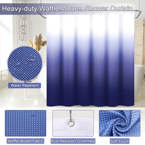 XLHOMO 32PCS Bathroom Sets with Shower Curtain and Rugs Navy Blue Shower Curtain Set 3PCS Soap Dispenser Bathroom Accessories with Bathroom Trash Can - size: Bath Set+Shower Curtain+Bath Rugs, style: Navy Blue