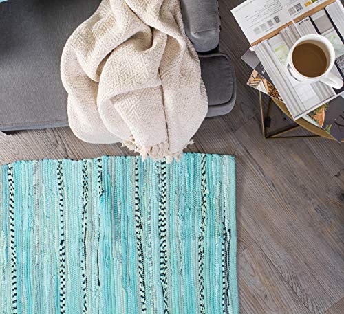 DII Chindi Home Collection Handwoven Multicolor Area Rag Rug, 20x31.5, Aqua - color: Aqua, size: 1'8" x 2'8" (Rectangular)