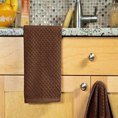 COTTON CRAFT Amazing Kitchen Towels - 8 Pack 100% Cotton Waffle Terry Towel | Chocolate - 16x28 Euro Café Waffle Weave Dish Towels - Soft Absorbent Quick Dry Low Lint Reusable Pantry Bar Cleaning Cloth - color: Chocolate, size: 8 Pack