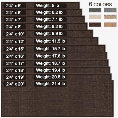GOYLSER Washable Kitchen 7 Foot Runner Rug Non Slip, Absorbent Long Hall Runners Non Slip, Jute Nonslip Hallway Runner Mat Kitchen Carpet Runner, Deep Brown - color: Deep Brown, size: 2'4" x 7' (Rectangular)