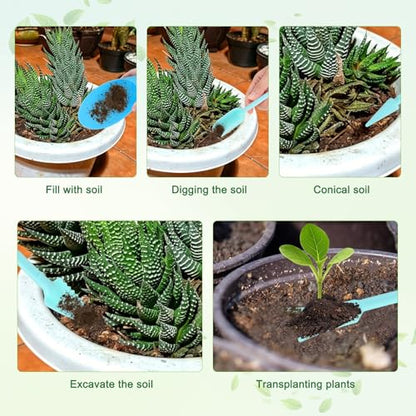 M METERXITY 2-Set Succulent Tools, Plastic 2-in-1 Mini Garden Shovel Hand Succulent Transplanting Tools Garden Shovel Transplant Trowel for Planting/Digging/Aerating/Sowing [Blue] - color: Blue