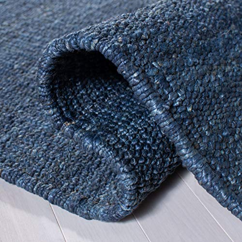 SAFAVIEH Natural Fiber Collection Runner Rug - 2'6" x 8', Navy, Handmade Boho Fringe Woven Jute, Ideal for High Traffic Areas in Living Room, Bedroom (NF368N) - color: Navy, size: 2'6" x 8' (Runner)