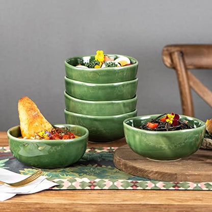 vicrays Ceramic Cereal Bowls Set - Porcelain 26 Ounce Soup Salad Bowls - Rice Dessert Cream Bowls Set - Chip Resistant Dishwasher Microwave Safe - Set of 6 (Green) - color: Green