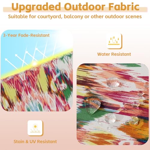 COZYVIDA Outdoor Chair Cushions Set of 4, 20"x20" Square Seat Pads with Tie Straps and YKK Zippers, 35D High-Density Foam, Water-Resistant Fabric,UV-Resistant 1000+ Hrs - color: Print 041