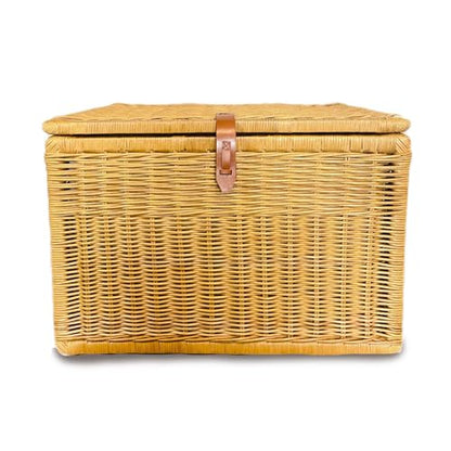 The Basket Lady Deep Wicker Storage Trunk, XL, Sandstone | Outside: 30" L x 21" W x 20.5" H | Inside: 28”L x 19”W x 18.5”H - Handcrafted by artisans from natural rattan - color: Sandstone, size: XL